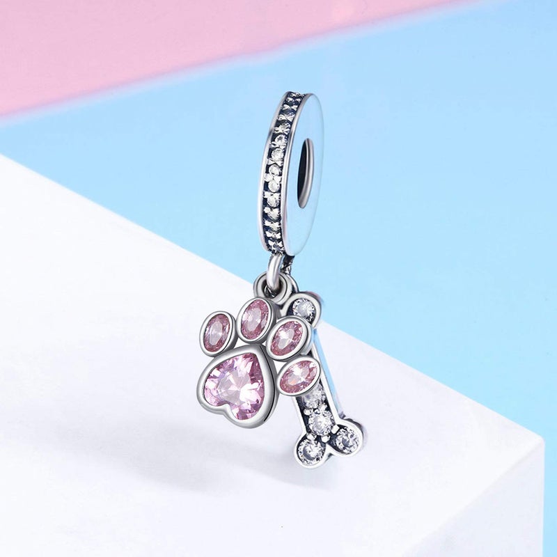 MUERDOU Love Heart Dog Dangle Charm fit for Pandora Charms Bracelet I Love You to the Moon and Back Charm - Image 2